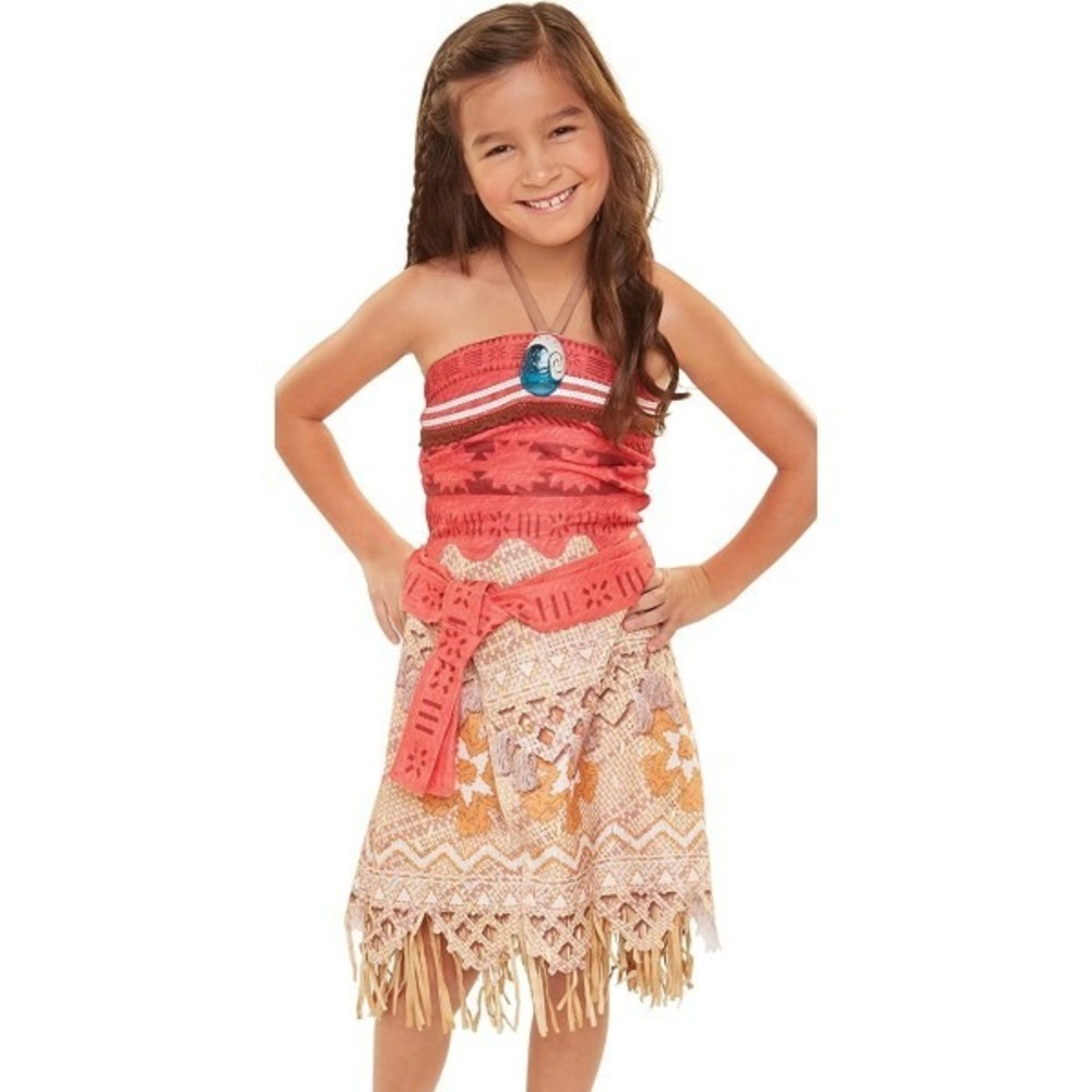 Disney Moana Costume Girls Size 4-6X Red Orange Polynesian Halloween Dress Up